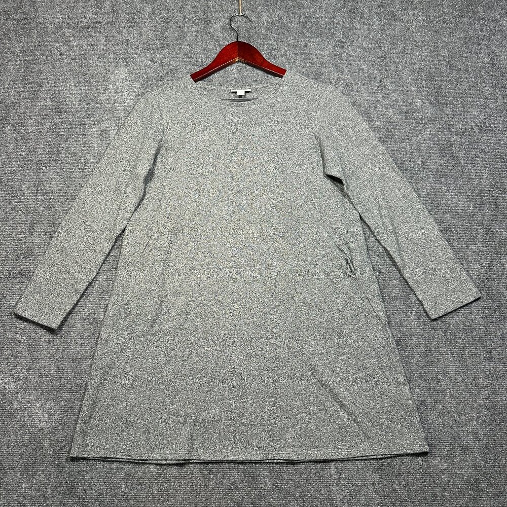 J Jill Pure Jill Sweater Womens XS Gray Cotton Tunic Pockets Knit Pullover
